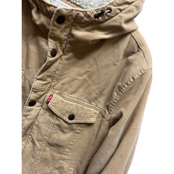 Levi's Tan Corduroy & Sherpa Trucker Hoodie Jacket - Picture 3 of 10